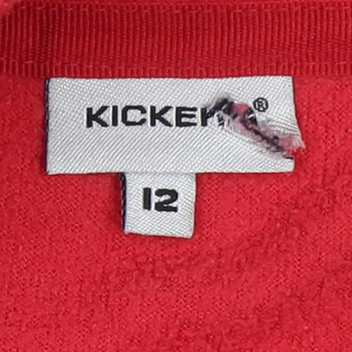 Kickers Girls Red Fleece Pullover Sweatshirt High Neck Size 12 Years