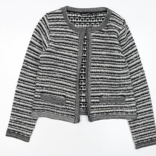 Berretti Women Grey Striped Chunky Knit Cardigan UK 12