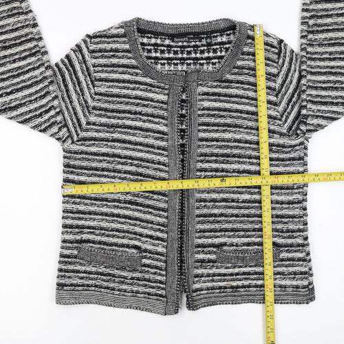 Berretti Women Grey Striped Chunky Knit Cardigan UK 12