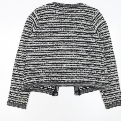 Berretti Women Grey Striped Chunky Knit Cardigan UK 12