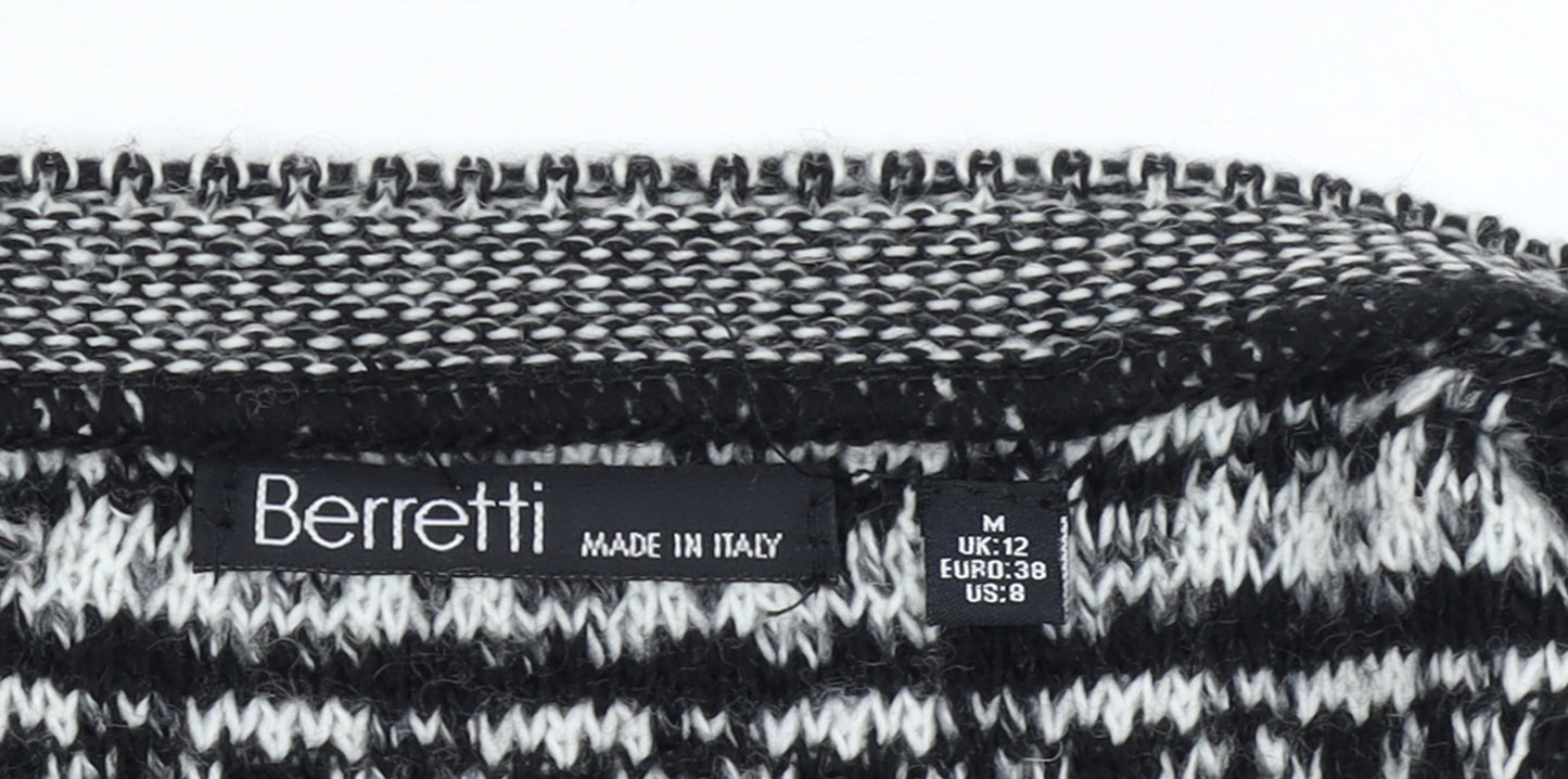 Berretti Women Grey Striped Chunky Knit Cardigan UK 12