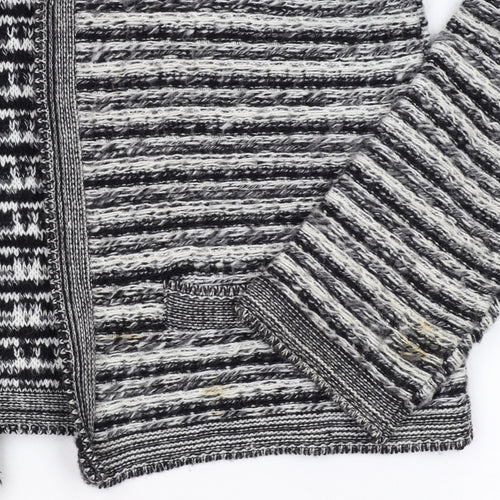 Berretti Women Grey Striped Chunky Knit Cardigan UK 12