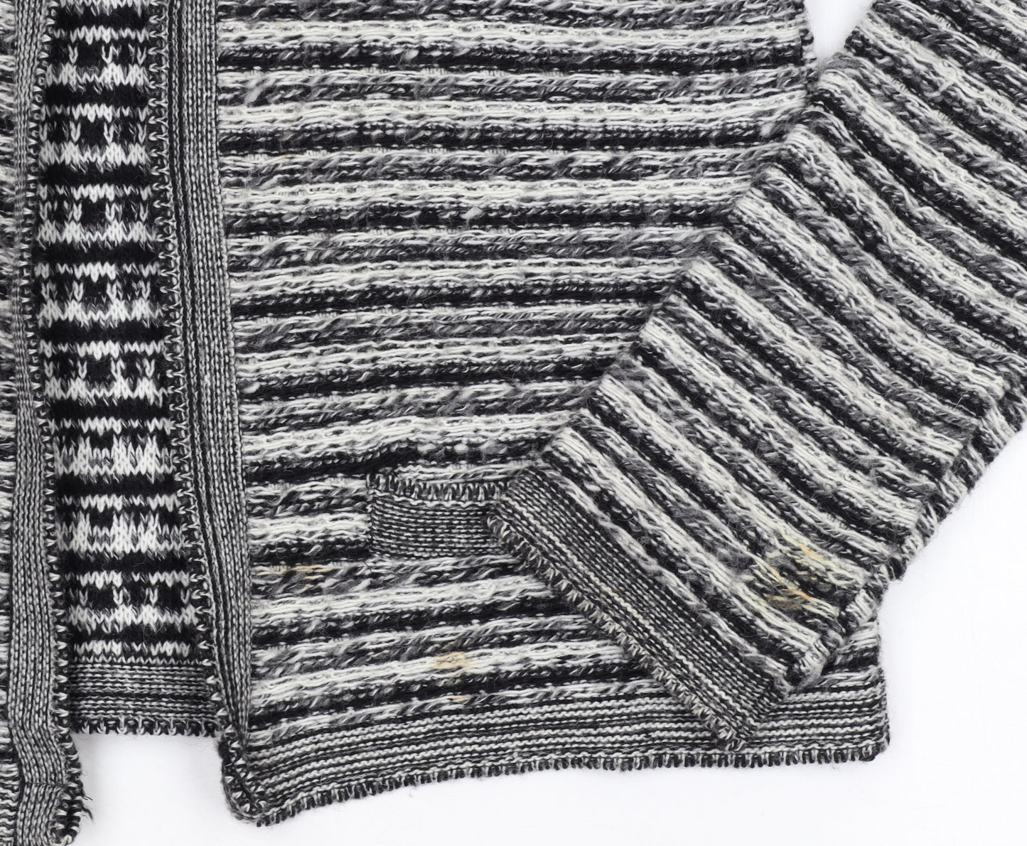 Berretti Women Grey Striped Chunky Knit Cardigan UK 12