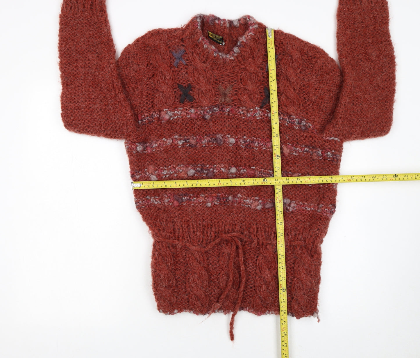 Duvin Womens Brown Chunky-Knit Wool Blend Pullover Jumper Size M