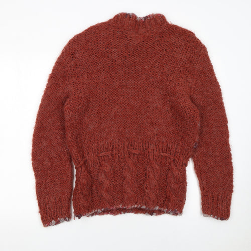 Duvin Womens Brown Chunky-Knit Wool Blend Pullover Jumper Size M