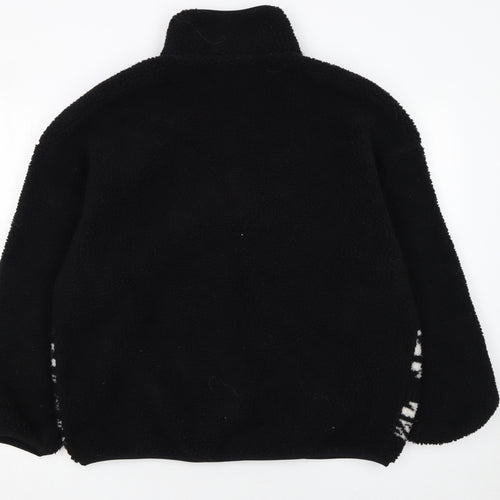 H&M Divided Womens Black Fleece Pullover Sweatshirt S Aztec Pattern