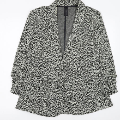 Next Women's Black Animal Print Blazer Size 14 Regular Fit