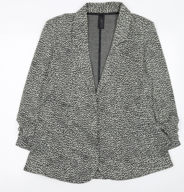 Next Women's Black Animal Print Blazer Size 14 Regular Fit