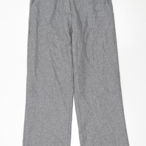 Sosandar Women’s Grey Wool Blend Wide-Leg Tailored Trousers Size 10