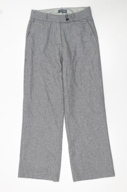 Sosandar Women’s Grey Wool Blend Wide-Leg Tailored Trousers Size 10