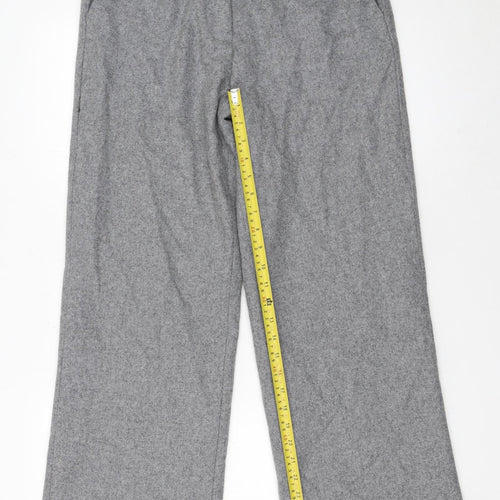 Sosandar Women’s Grey Wool Blend Wide-Leg Tailored Trousers Size 10