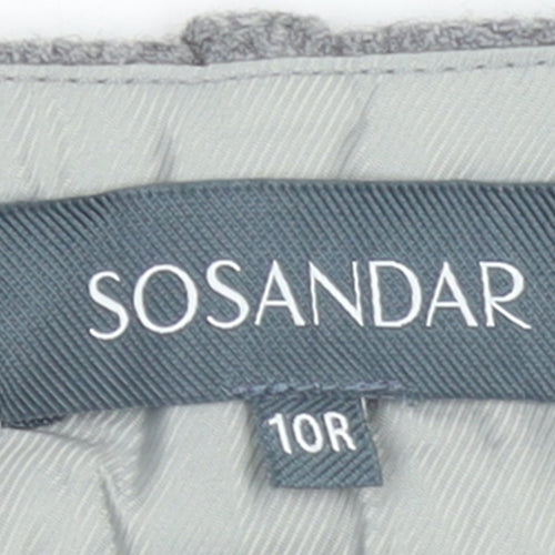 Sosandar Women’s Grey Wool Blend Wide-Leg Tailored Trousers Size 10