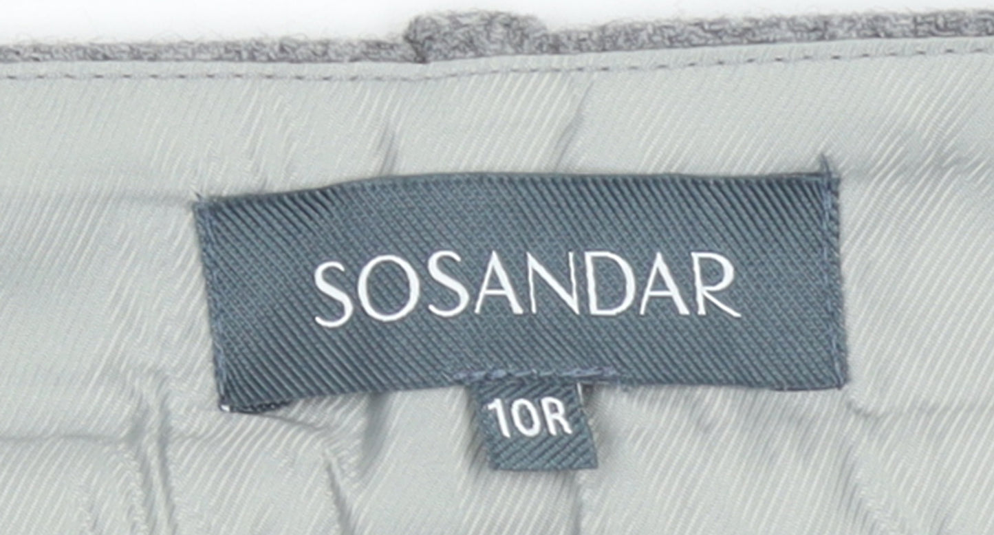 Sosandar Women’s Grey Wool Blend Wide-Leg Tailored Trousers Size 10