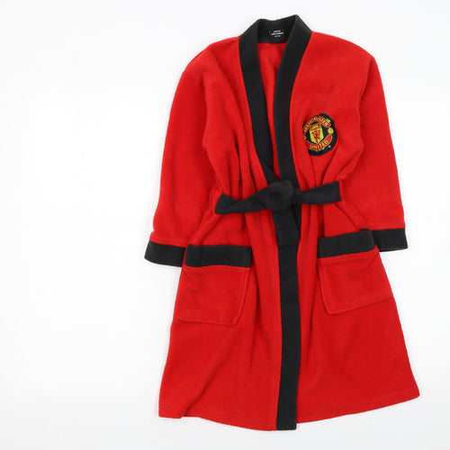 Manchester United Boys Red Fleece Robe 6-7 Years Belted Winter Nightwear