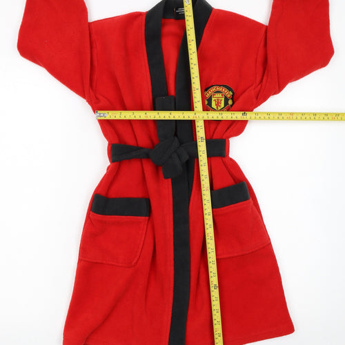 Manchester United Boys Red Fleece Robe 6-7 Years Belted Winter Nightwear