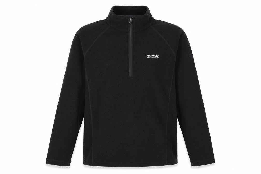 Front view of Regatta Men's Black Fleece 1/2 Zip Pullover Sweatshirt L