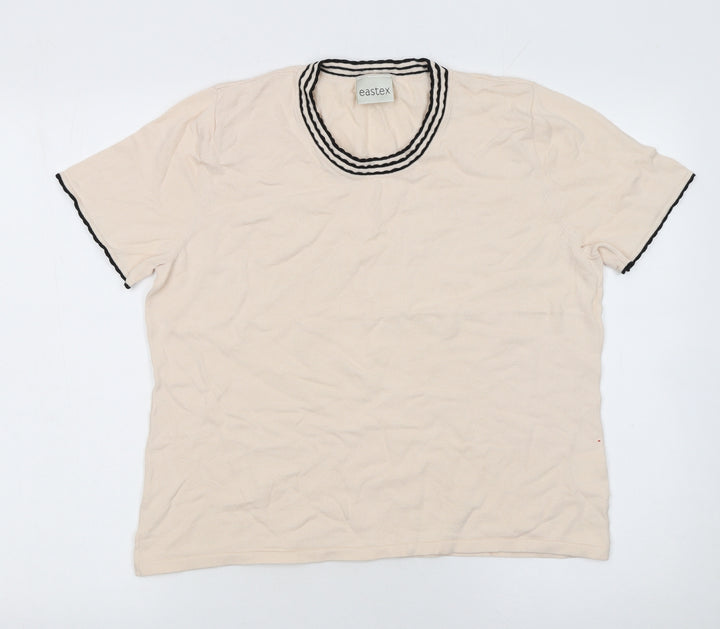 Eastex Women’s Beige Short Sleeve Cotton Knit Jumper Size 14