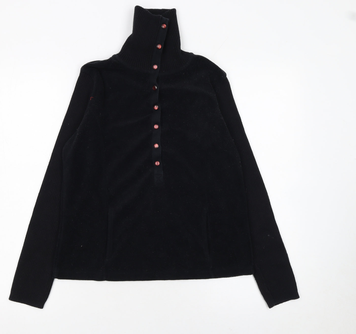 Marks and Spencer Womens Black Roll Neck Henley Jumper Medium
