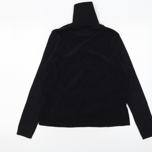 Marks and Spencer Womens Black Roll Neck Henley Jumper Medium