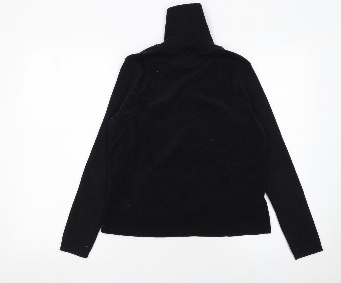 Marks and Spencer Womens Black Roll Neck Henley Jumper Medium