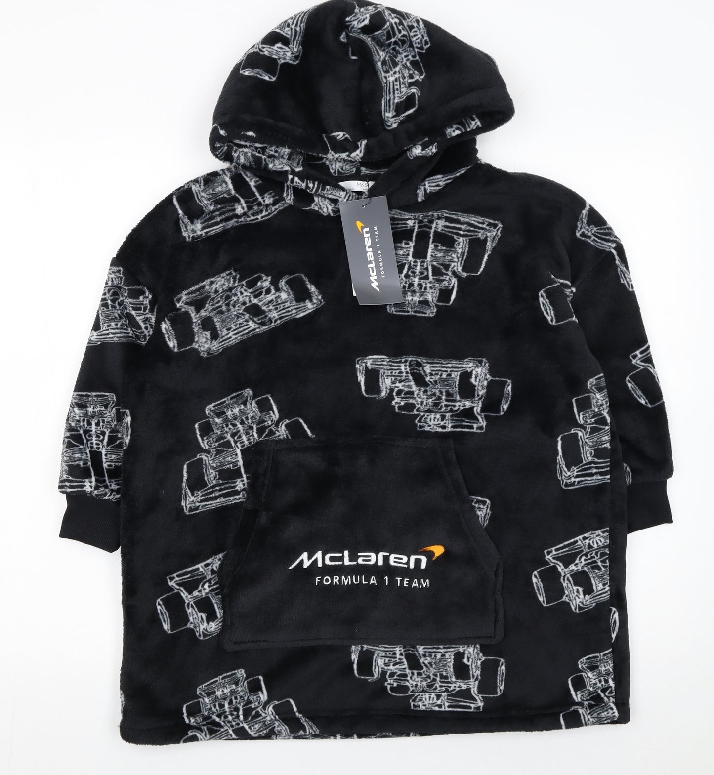 Marks and Spencer Boys Black McLaren F1 Hooded Fleece Robe 5-6 Years