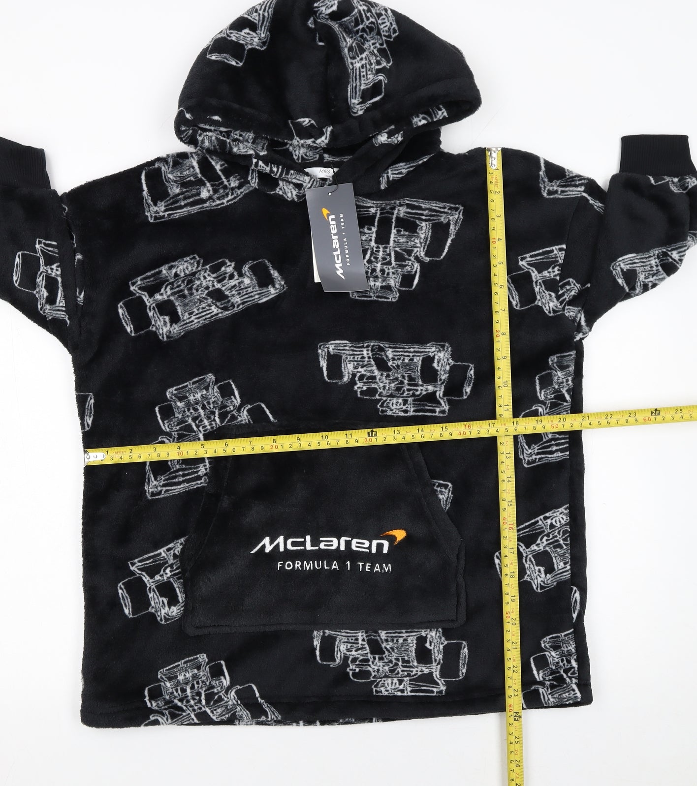 Marks and Spencer Boys Black McLaren F1 Hooded Fleece Robe 5-6 Years