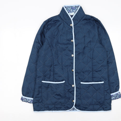 Nathalie Andersen Women's Blue Quilted Mid-Length Jacket Size 10/12