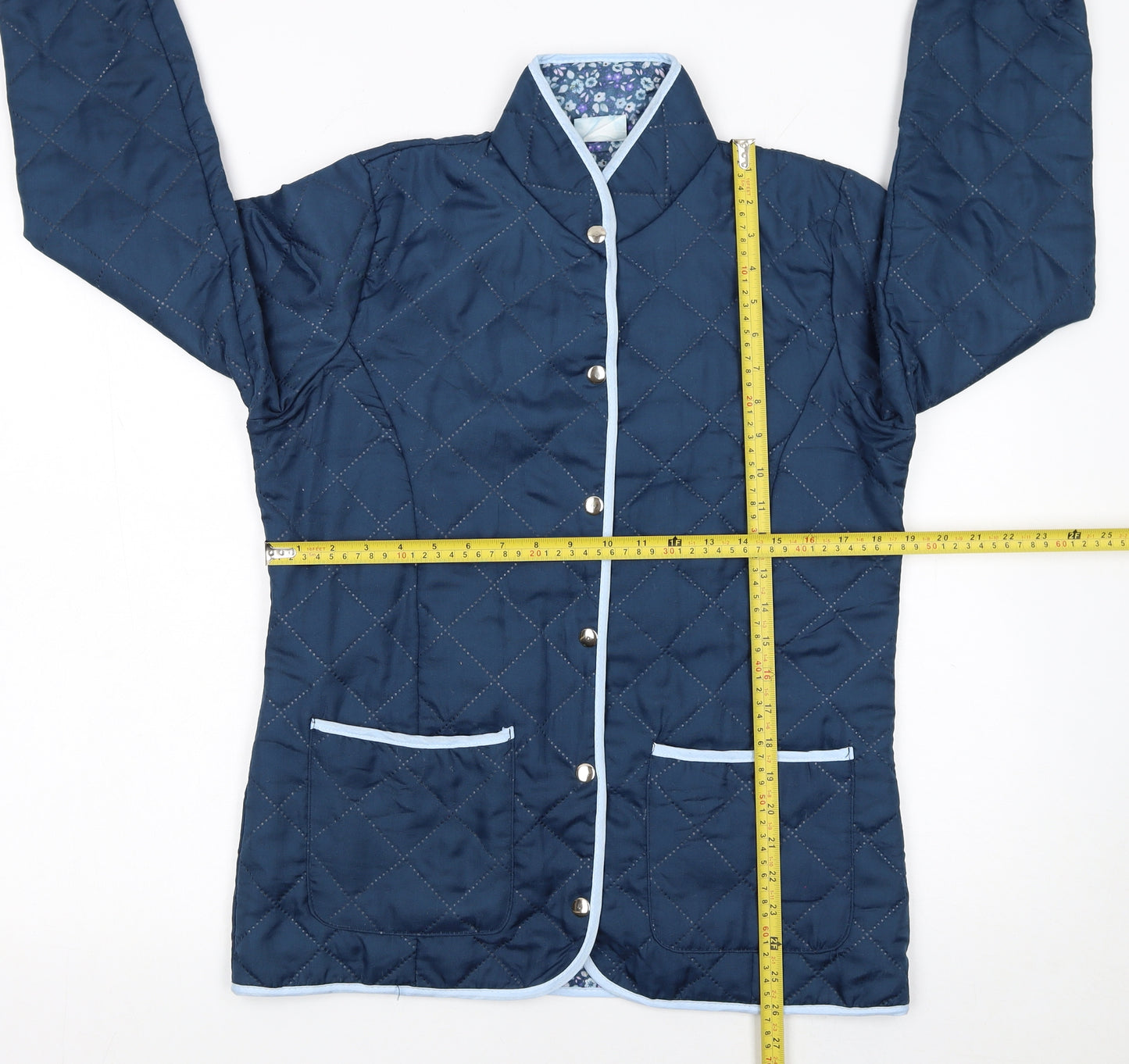 Nathalie Andersen Women's Blue Quilted Mid-Length Jacket Size 10/12