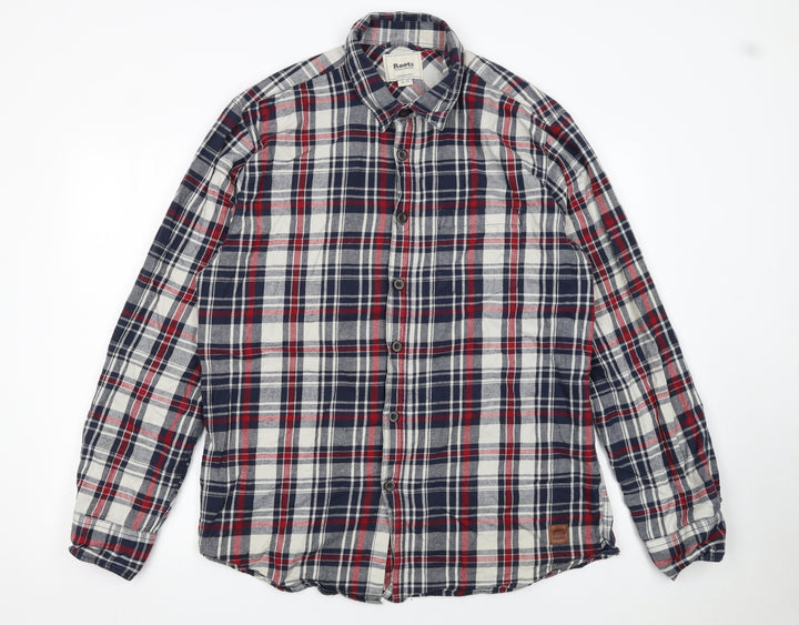 Roots Men's Multicoloured Plaid Flannel Button-Up Shirt XL