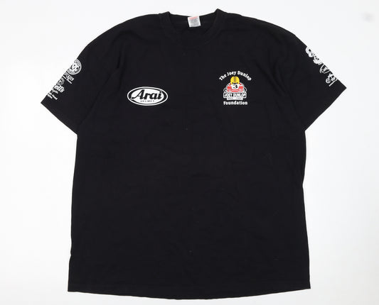 Fruit of the Loom Men's Black 2XL Joey Dunlop Motorcycle Graphic T-Shirt