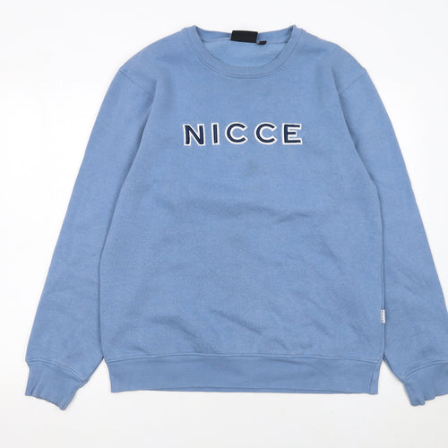 NICCE Men's Blue Crew Neck Logo Pullover Sweatshirt Size M