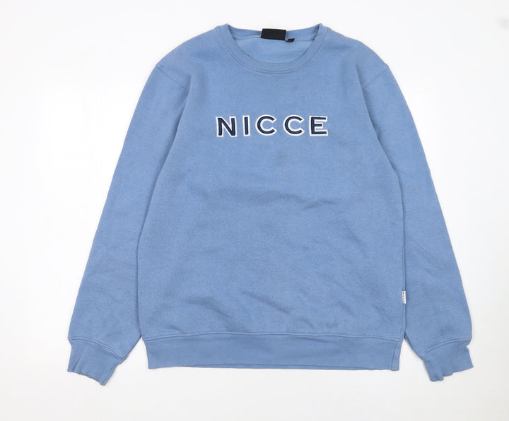 NICCE Men's Blue Crew Neck Logo Pullover Sweatshirt Size M