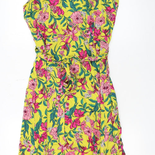 Tu Womens Yellow Floral Sleeveless A-Line Dress Size 14