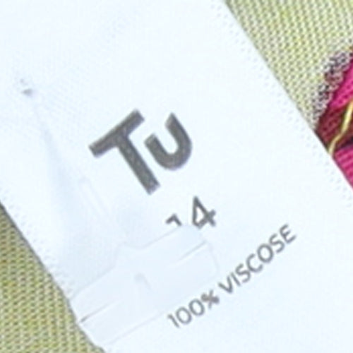 Tu Womens Yellow Floral Sleeveless A-Line Dress Size 14