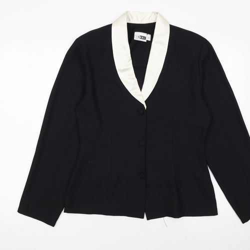 Ideal Women's Black Tuxedo Style Shawl Collar Suit Jacket Size 14