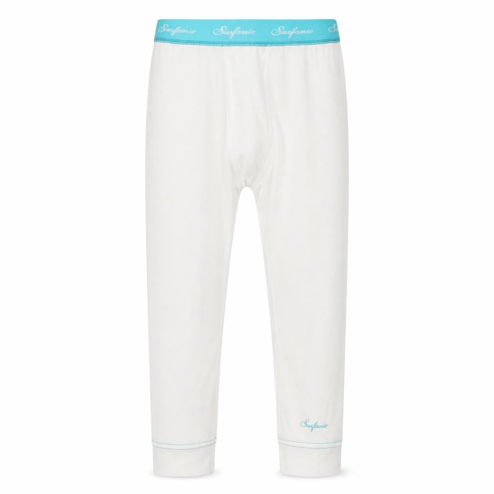 Front view of Surfanic boys’ white compression base layer leggings 12 years ski activewear