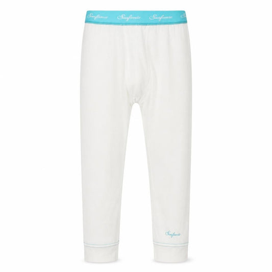 Front view of Surfanic boys’ white compression base layer leggings 12 years ski activewear