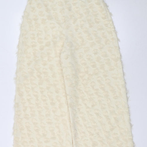 Zara Woman Ivory Textured Wide-Leg Trousers Size S
