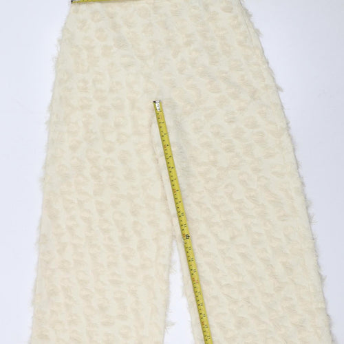 Zara Woman Ivory Textured Wide-Leg Trousers Size S