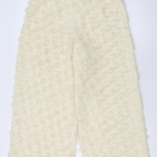Zara Woman Ivory Textured Wide-Leg Trousers Size S
