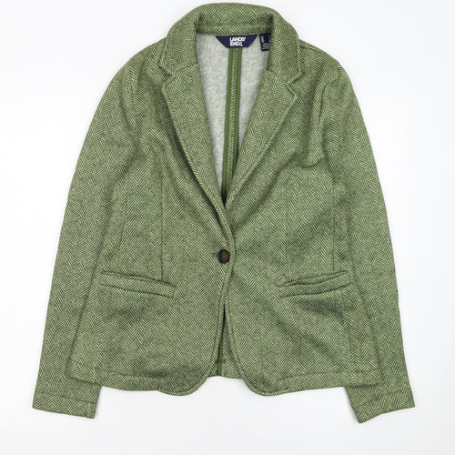 Lands' End Women's Green Tweed Blazer Size S Classic Fit