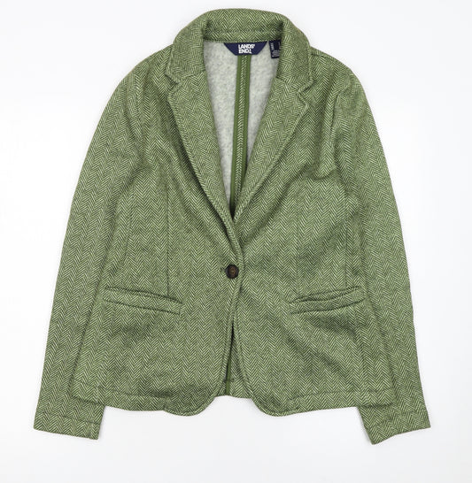 Lands' End Women's Green Tweed Blazer Size S Classic Fit