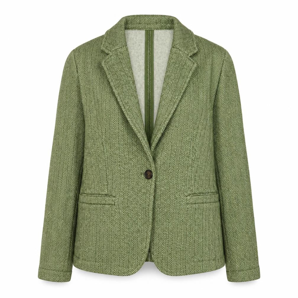 Front view of Lands' End Women's Green Tweed Blazer, size S, Classic Fit