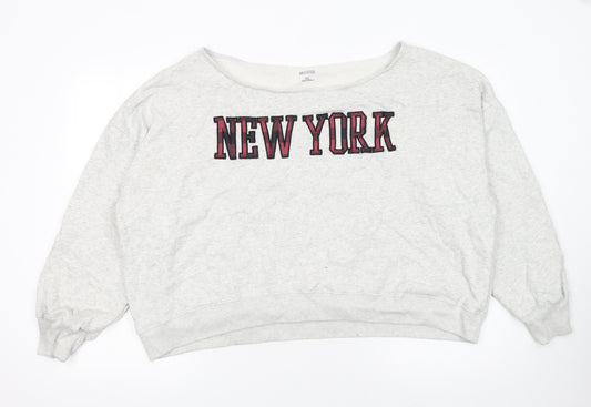 Hollister Women Grey 'New York' Pullover Sweatshirt Size 2XL