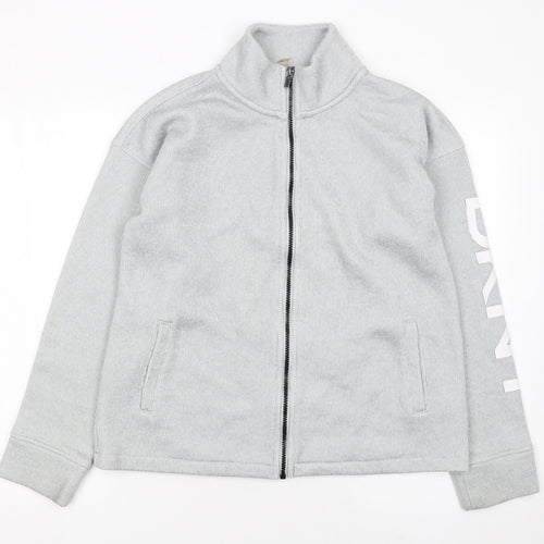 DKNY Women Grey Track Jacket Size L Full Zip Sportswear