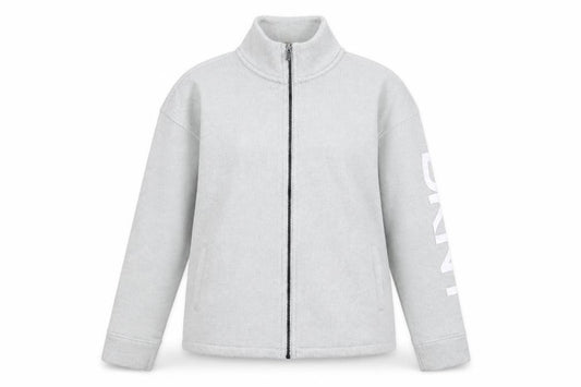 Front view of DKNY Women Grey Track Jacket, size L, Full Zip Sportswear