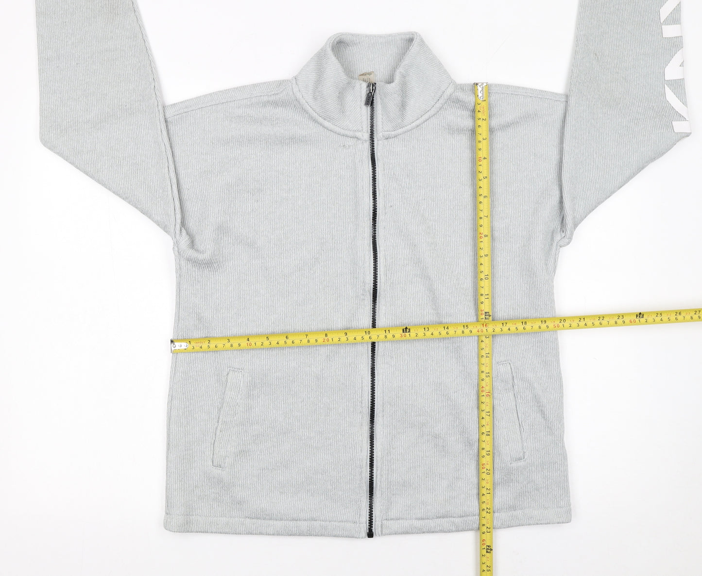 DKNY Women Grey Track Jacket Size L Full Zip Sportswear
