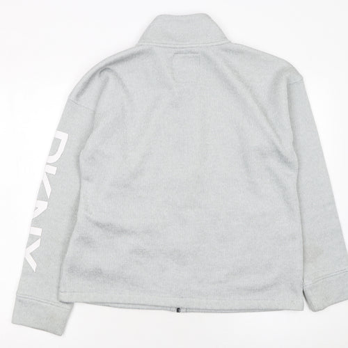 DKNY Women Grey Track Jacket Size L Full Zip Sportswear