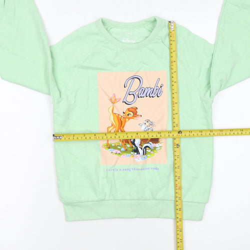 Marks and Spencer Girls Green Bambi Pullover Graphic Sweatshirt 7-8 Years