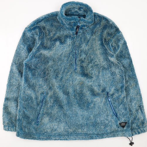Cotton Traders Men's Blue Fleece 1/4 Zip Pullover Sweatshirt L